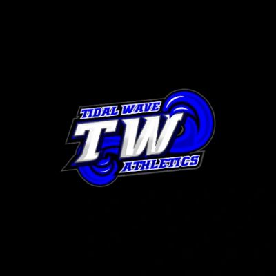 Logo for Tidal Wave Athletics featuring bold letters and wave graphics.