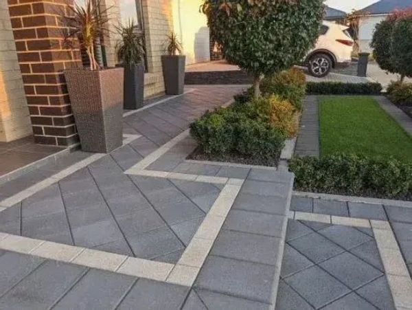 Concrete pavers laid in a diamond pattern in Blakeview
