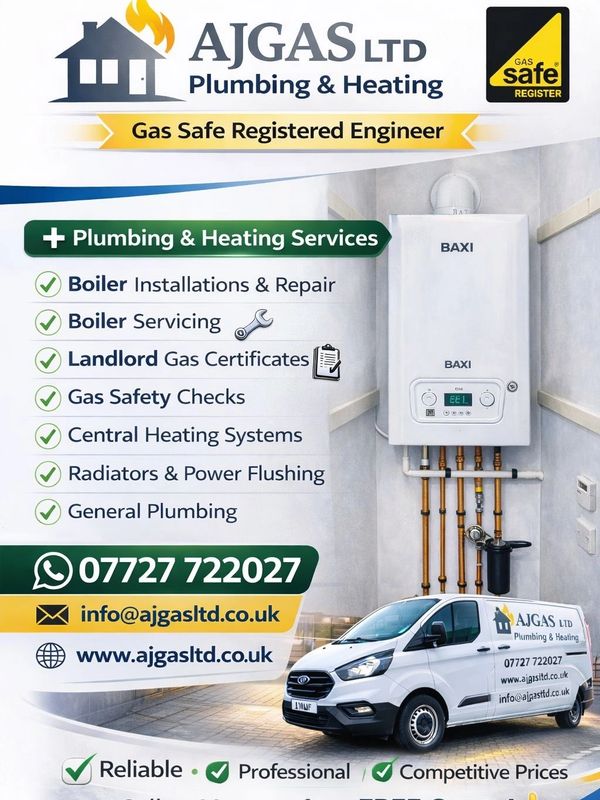 AJGAS LTD offers plumbing and heating services with Gas Safe registered engineers.