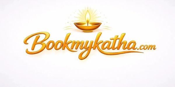 Logo of Bookmykatha.com with a glowing lamp above the text.