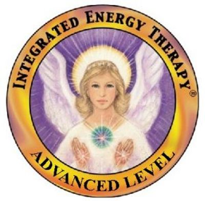 Logo featuring an angel with glowing chest and wings, labeled Integrated Energy Therapy Advanced Level.