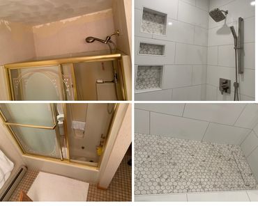 Bathtub converted into custom tile shower