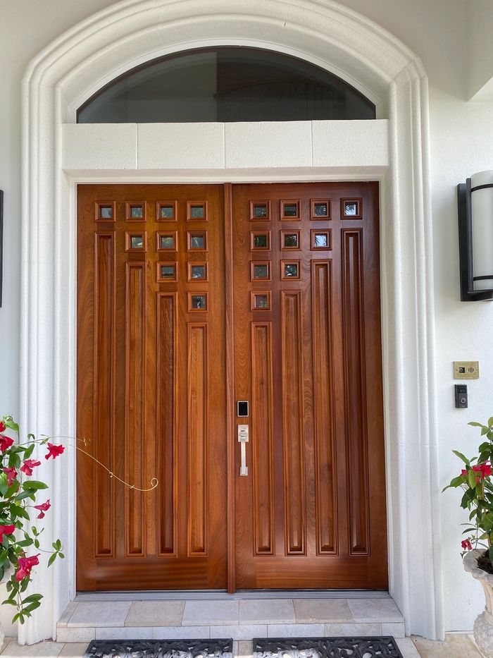 Elegant and clean illustration of a wooden door