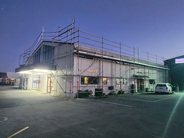 Scaffolding around Truck stops commercial mechanic in Union East Street, Port Whangarei