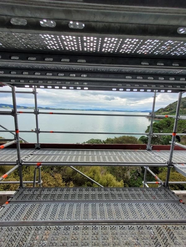 Scaffolding for painting in Parua Bay, Whangarei heads