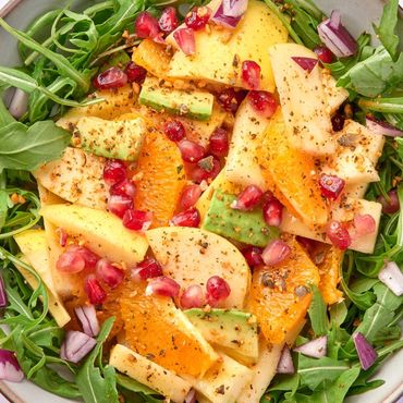 Epic avocado-pomegranate-orange salad.