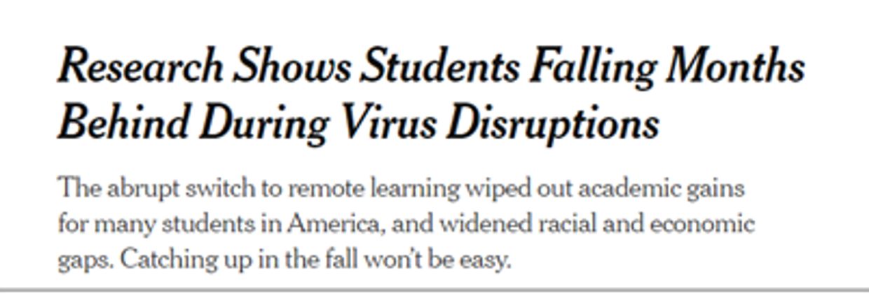 Research Shows Students Falling Months Behind During Virus Disruptions