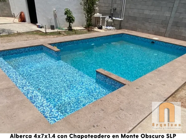 Alberca de 4x7x1.4, construida en Monte Obscuro SLP,