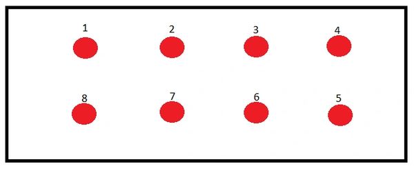 A sample of a microscope slide with dry blood drops.