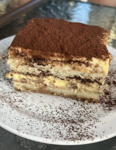 A slice of our in-house, freshly made tiramisu