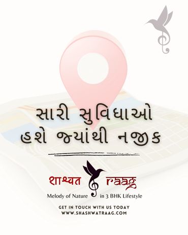 Advertisement for Shashwat Raag 3 BHK homes with good amenities nearby.