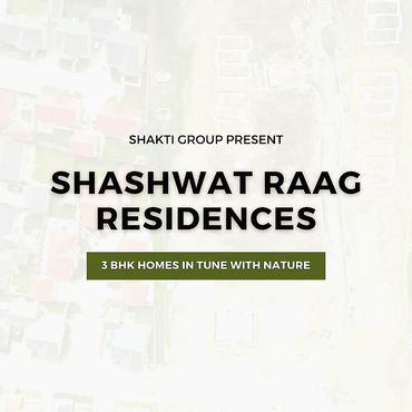 Advertisement for Shashwat Raag Residences offering 3 BHK homes close to nature.