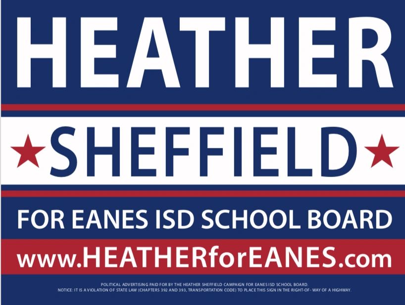 Vote for Heather Sheffield for Eanes ISD Trustee Place 6!