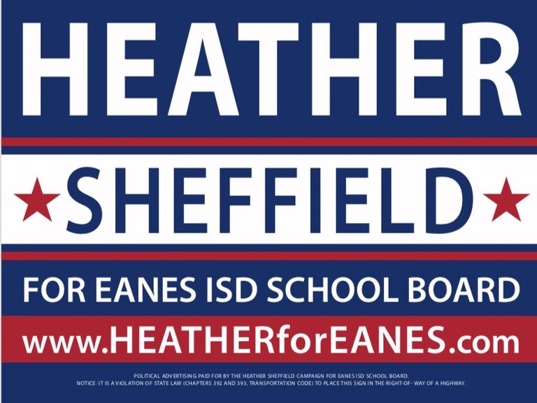 Vote for Heather Sheffield for Eanes ISD Trustee Place 6!