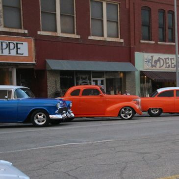 Street in Alva Oklahoma lined with classic cars