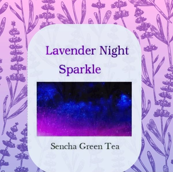 Lavender Night Sparkle Sencha Green Tea label.
