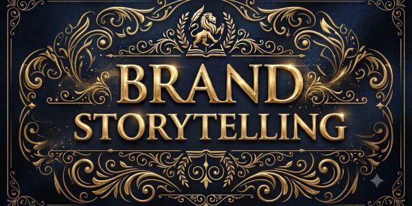 Elegant golden typography saying Brand Storytelling.