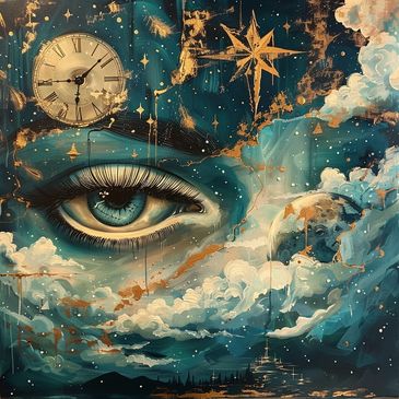 dreamscape with eye in the sky and clock with stars overcome insomnia fast without medication