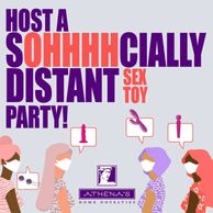 A group of four masked people talking about romance items