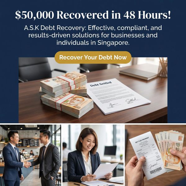 Debt recovery service in Singapore promises $50,000 recovered in 48 hours.