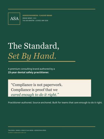A premium consulting brand by a 23-year dental safety expert emphasizing compliance.