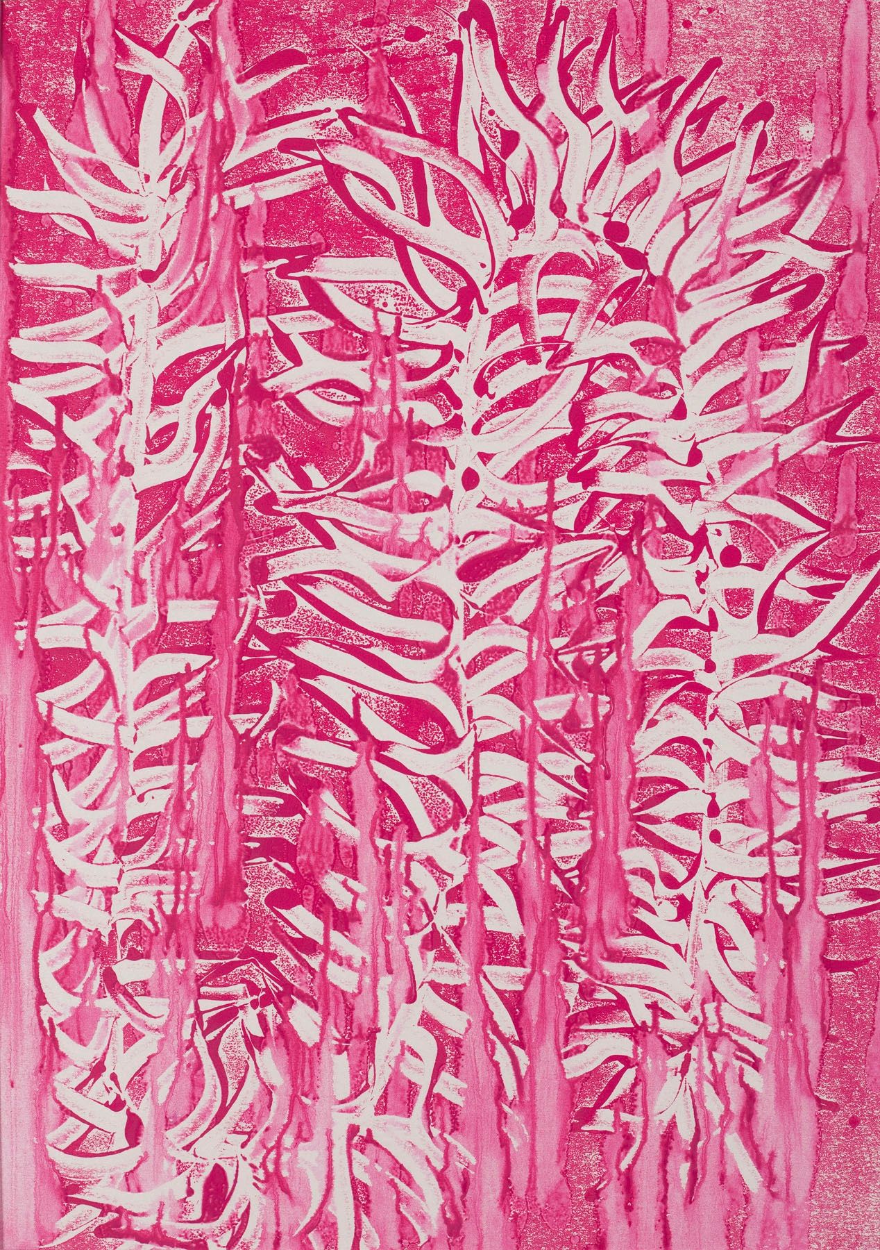 White and pink monoprint