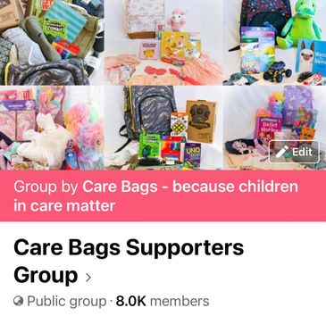Screen shot of the Care Bags Facebook Supporters Group.