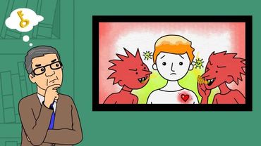 An illustration of Jon Myers, studying two people emotionally abusing a third person.