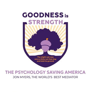 An emblem of the Goodness is Strength Psychology, acorn and oak.