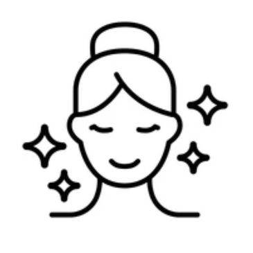 Illustration of a woman with sparkling skin and a bun hairstyle.