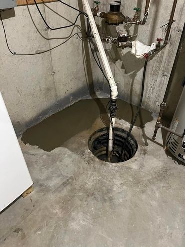 Interior basement drain tile system completed connect to sump pump