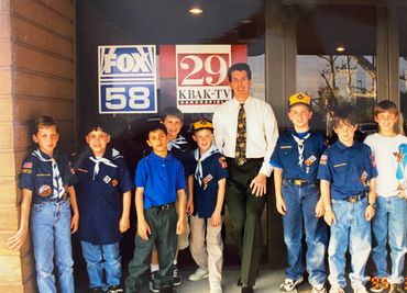 Showing a group of Cub Scouts around the station I worked for in Bakersfield in 1999.