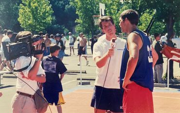 Doing an interview for KRCR after a basketball tournament in Redding in the summer of 1997.