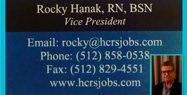 Contact information for Healthcare Recruitment Solutions and Rocky Hanak.