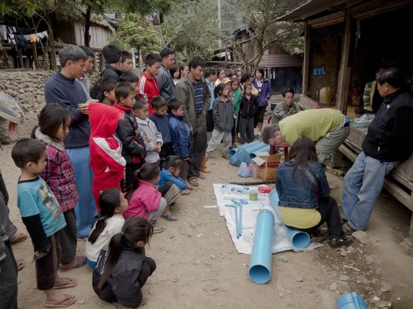 training villagers in remote village outside of Sum Nua on how to build and maintain PVC biosand wat