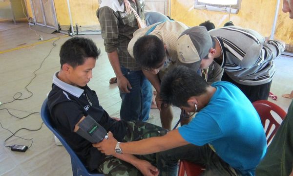 Training on taking blood pressure.