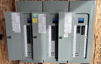 Multi-panel electrical installation for a commercial or multi-unit facility