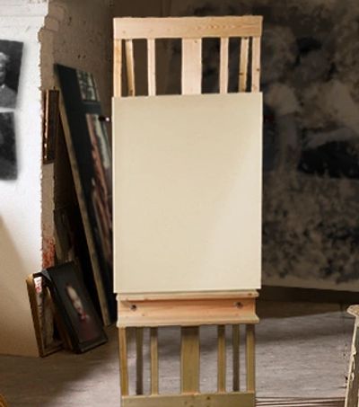 Easel with Unprimed Tightened Canvas