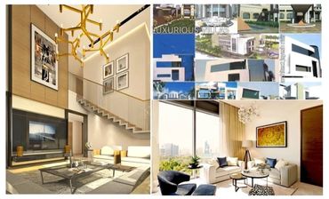 Luxurious modern living spaces with elegant furniture and architecture.
