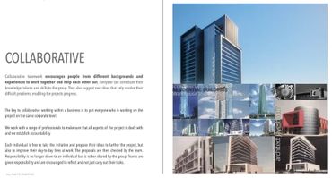 Modern architectural designs of diverse commercial and residential buildings.