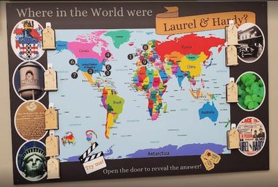 Picture of the Where in the "World were Laurel & Hardy?" interactive taken by a museum visitor.