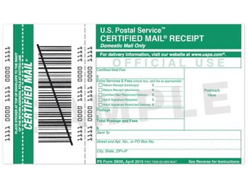 Certified Mail Form, Mail a Certified letter
