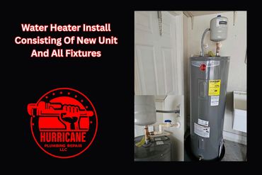 Hurricane Plumbing water heater installation with new water connections.