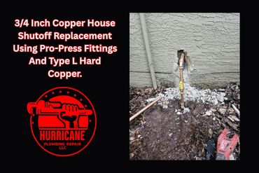 Copper water line and shutoff valve work by Hurricane Plumbing.