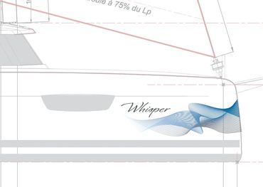 Whisper logo for hull graphics. Whisper means "respect our planet, tread lightly... whisper your pre