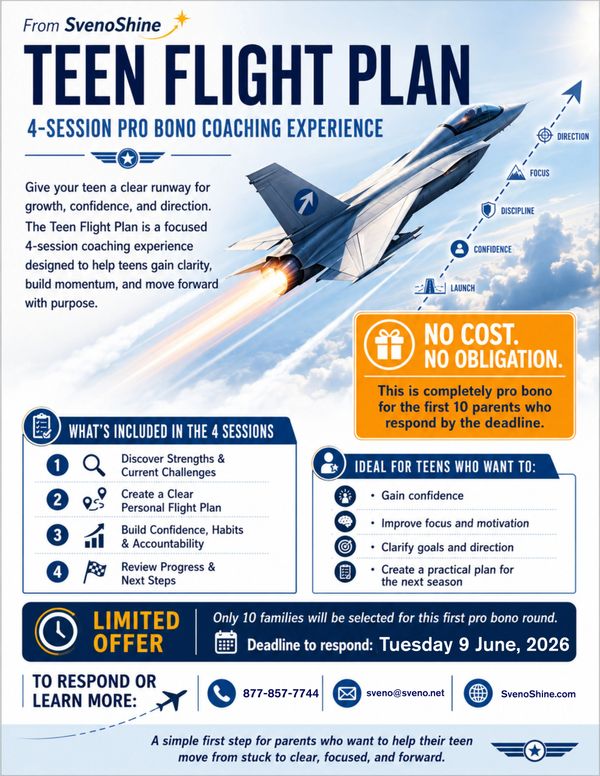 Teen Flight Plan offers free 4-session coaching to help teens gain focus, confidence, and direction.