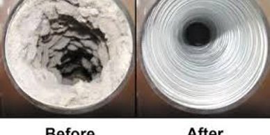 before and after dryer vent cleaning 