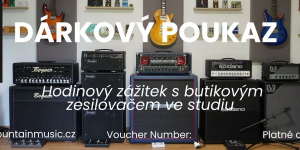 Gift voucher for an hourly experience with boutique amplifiers in a music studio.