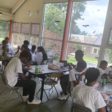 Everyone is having lunch