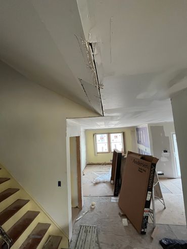 Damaged ceiling during renovation.